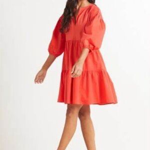 NWT Sundry for Evereve The Anywhere Tiered Dress with Puff Sleeve.